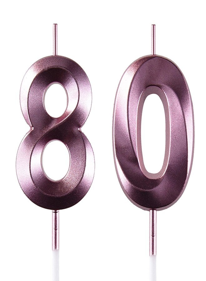 AOOLADA 80 Birthday Candle, 80th Cake Candles, Number 80 Birthday Candles for Cake Topper Decoration, Purple - Image 1